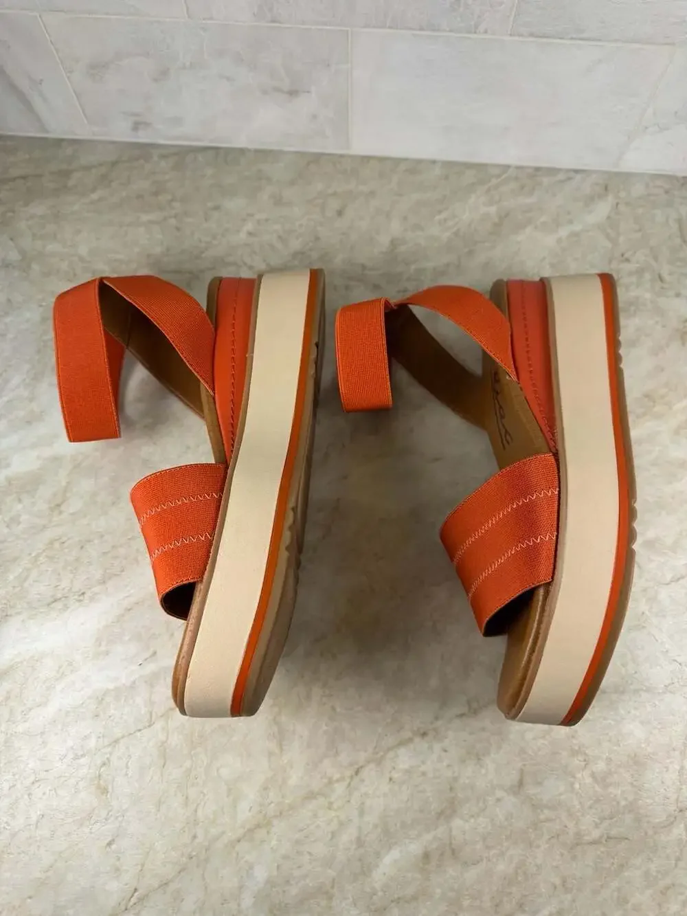 Zodiac Bailee Orange Platform Wedge Ankle Strap Sandals Womens 9M